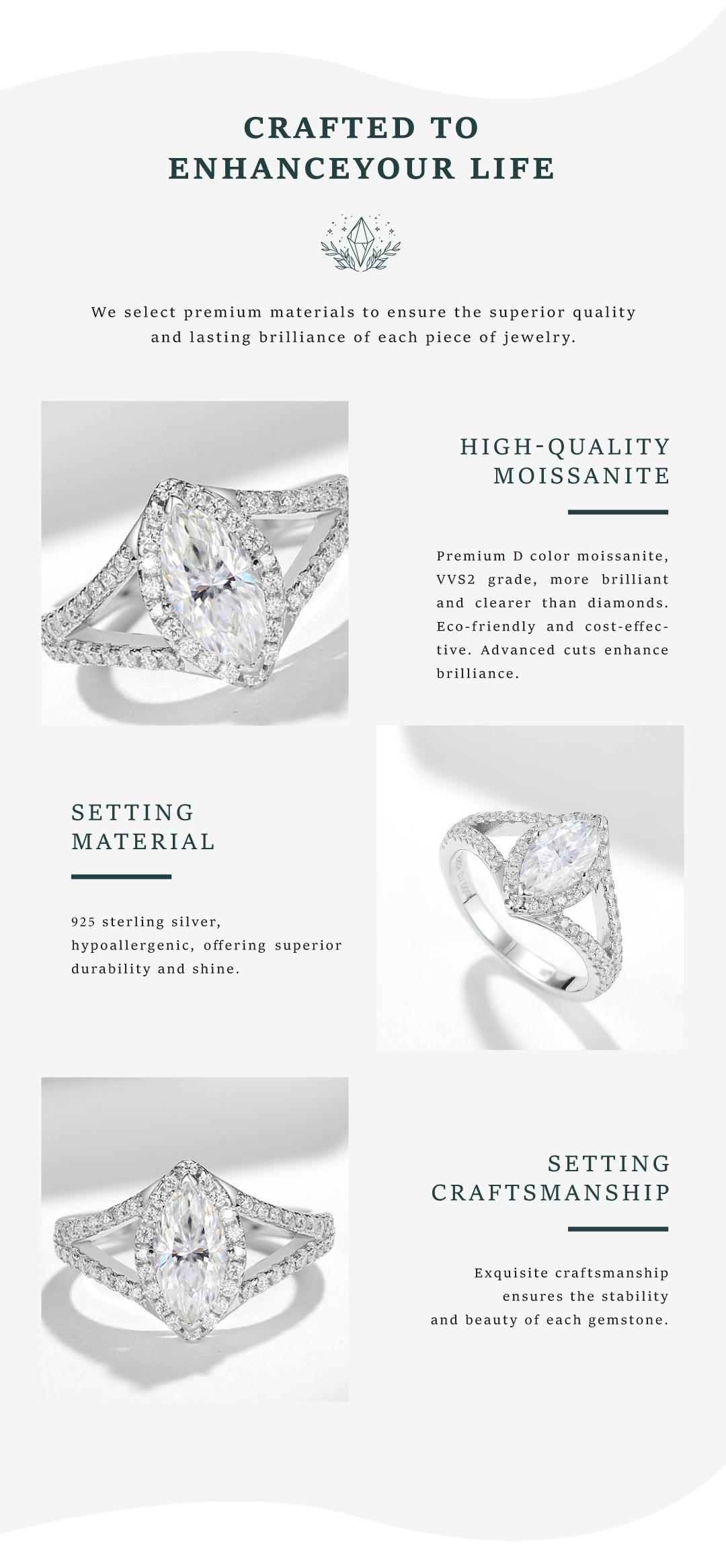 Mystical Horus Eye Design, Full Synthetic Moissanite Ring with Marquise & Round Cut, S925 Sterling Silver, Engagement Ring