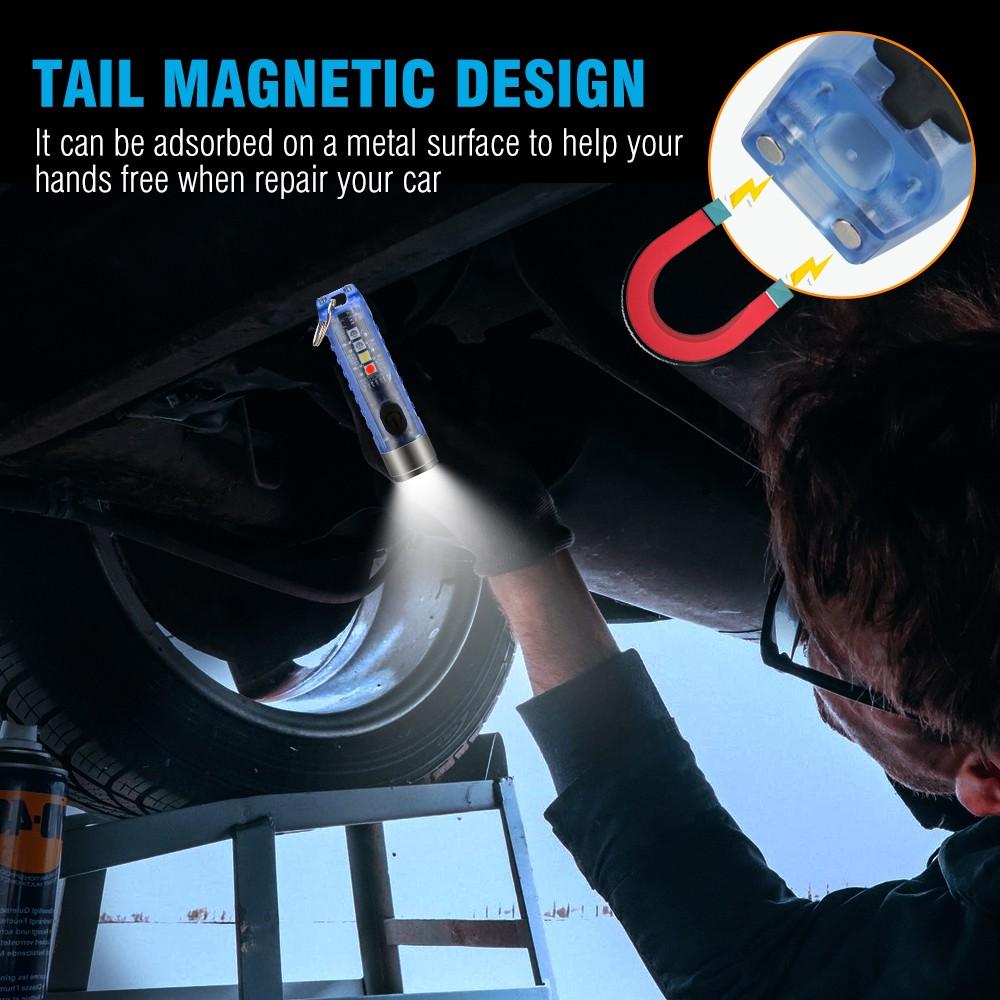 Small Powerful Mini Keychain LED Flashlight, Tactical Portable High Bright Pen Light, Sst20 LED USB Rechargeable, Ip65 Waterproof, Multi-Function Emergency Lighting