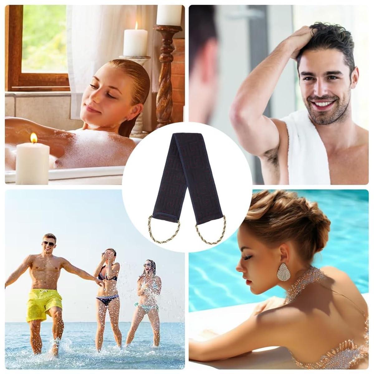 Shower Exfoliating Back Brush, 34 Inch (86.3 Cm) Back Cleaning Brush with Handle, Dual-Sided Body Exfoliation Tool, Suitable for Men and Women