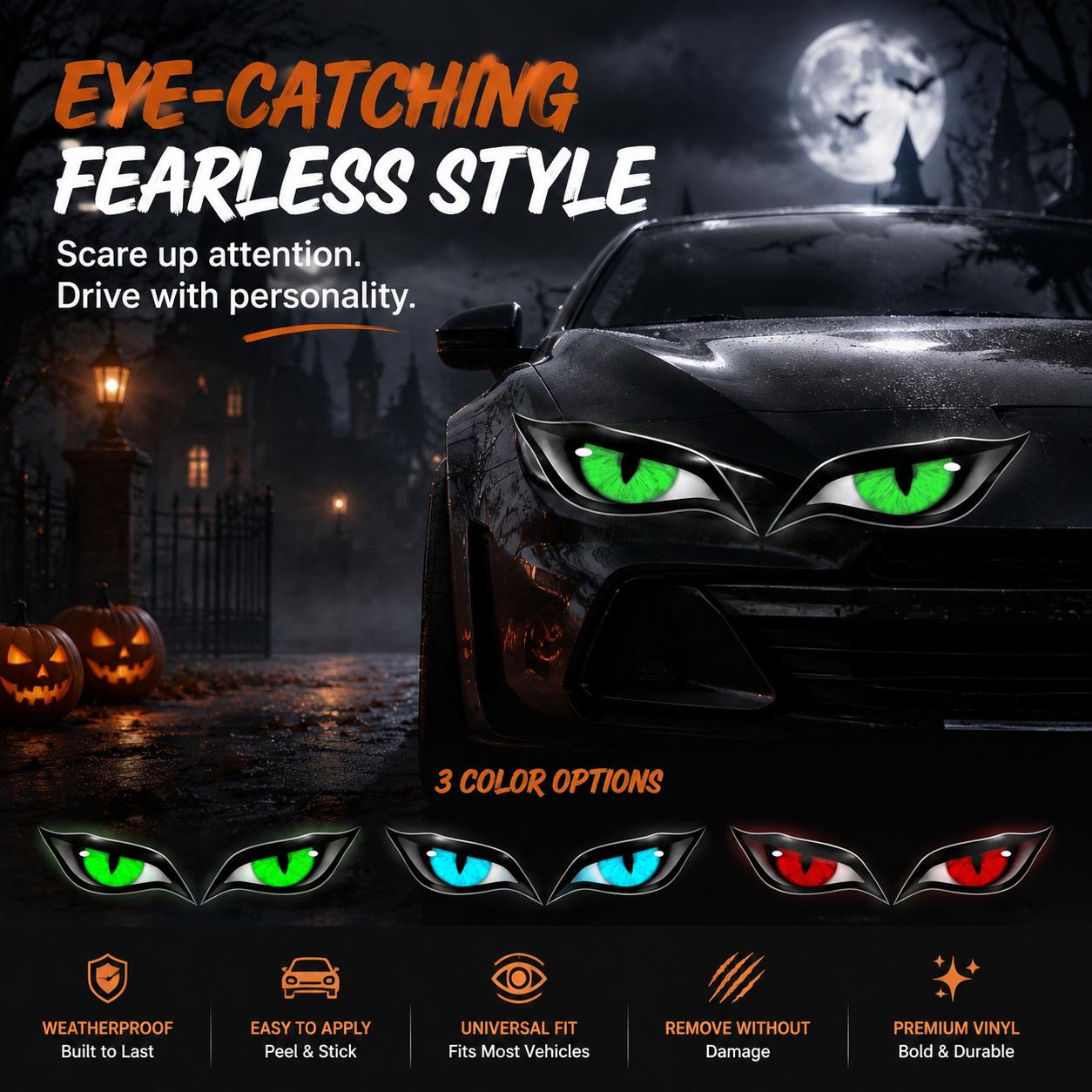 Raptor Eye Evil Eye Decal Auto Accessories - Cool Car Decorations, Rearview Mirror Adhesive Sticker, Sun Protection, Water-Resistant for Rain, Scratch-Resistant, Easy Apply Stylish Exterior Decor, Stickers, Adhesive Sticker, Easy Apply-YY2