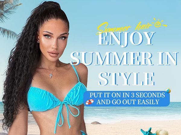 [kookastyle] Ponytail Extension Claw 30" Curly Pony Tail Clip in Claw Hair Extensions Fluffy Natural Looking Synthetic Hairpiece for Women