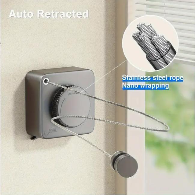 Essential Home Retractable Clothesline 188.98 Inches 5.76m Square Design Space Saving Drying Rack for Bathroom Balcony Household Use Laundry Essential Home Retractable Clothesline 188.98 Inches 5.76m Square Design Space Saving Drying Rack for Bathroom Balcony Household Use Laundry