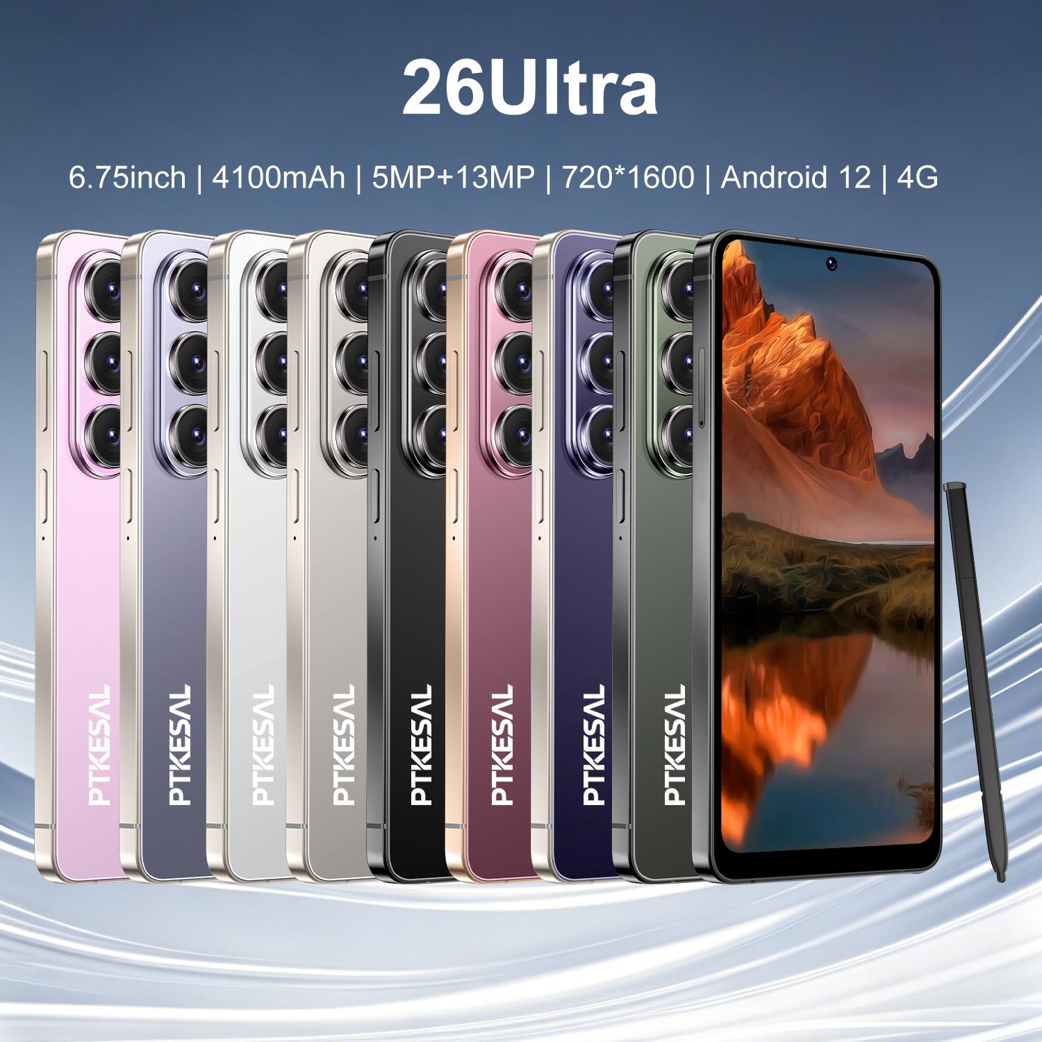 PTKESAL-26 Ultra 4g Smartphone, 6.75-Inch Screen, 3+32GB RAM, Mtk6762 Processor, Android 12, 4100mah Battery, Face Unlock, Stylus Included