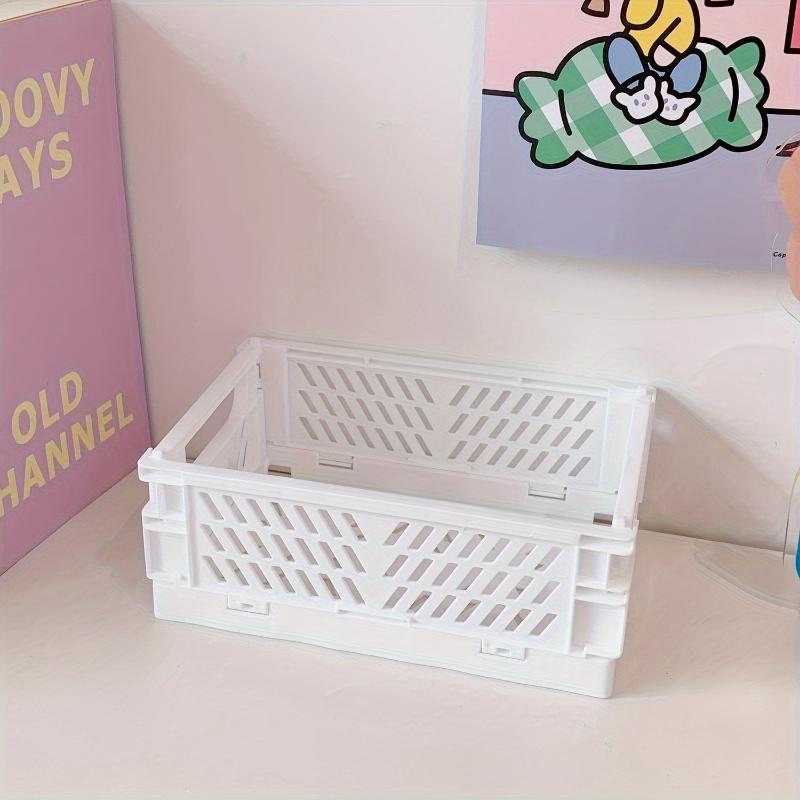 5.98in 1pc/3pcs Folding Organizer Storage Basket, Removable Basket, Stackable Plastic Storage Basket, Sundries Storage Basket, Japanese Style Desktop Storage Box, Minimalist