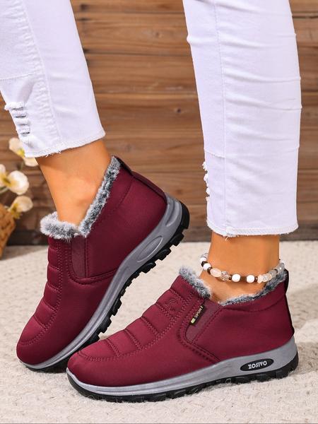 Couple Plush Lined Ankle Boots, Slip-On Soft Sole Warm Snow Boots, Comfortable Travel Shoes for Travel Sports Outdoor Activities, Winter Shoes