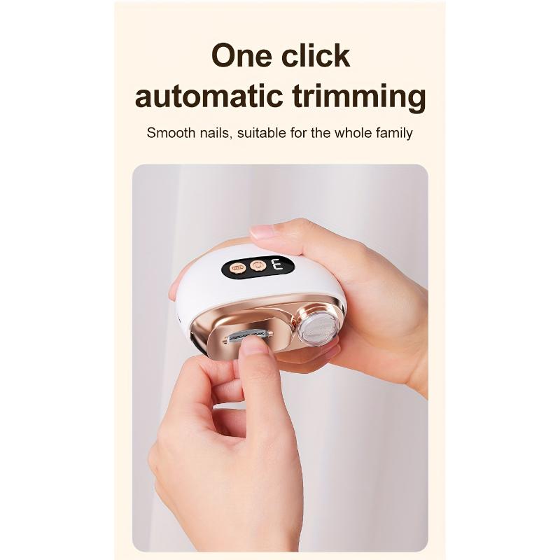 Smart Electric Nail Clipper 2-in-1 Nail Polisher Trimmer, USB Rechargeable, with Anti-Cut, Grinding, and Lighting Functions, Ideal for Manicures, Nail Filing, Polishing, and Shaping, a Perfect Gift