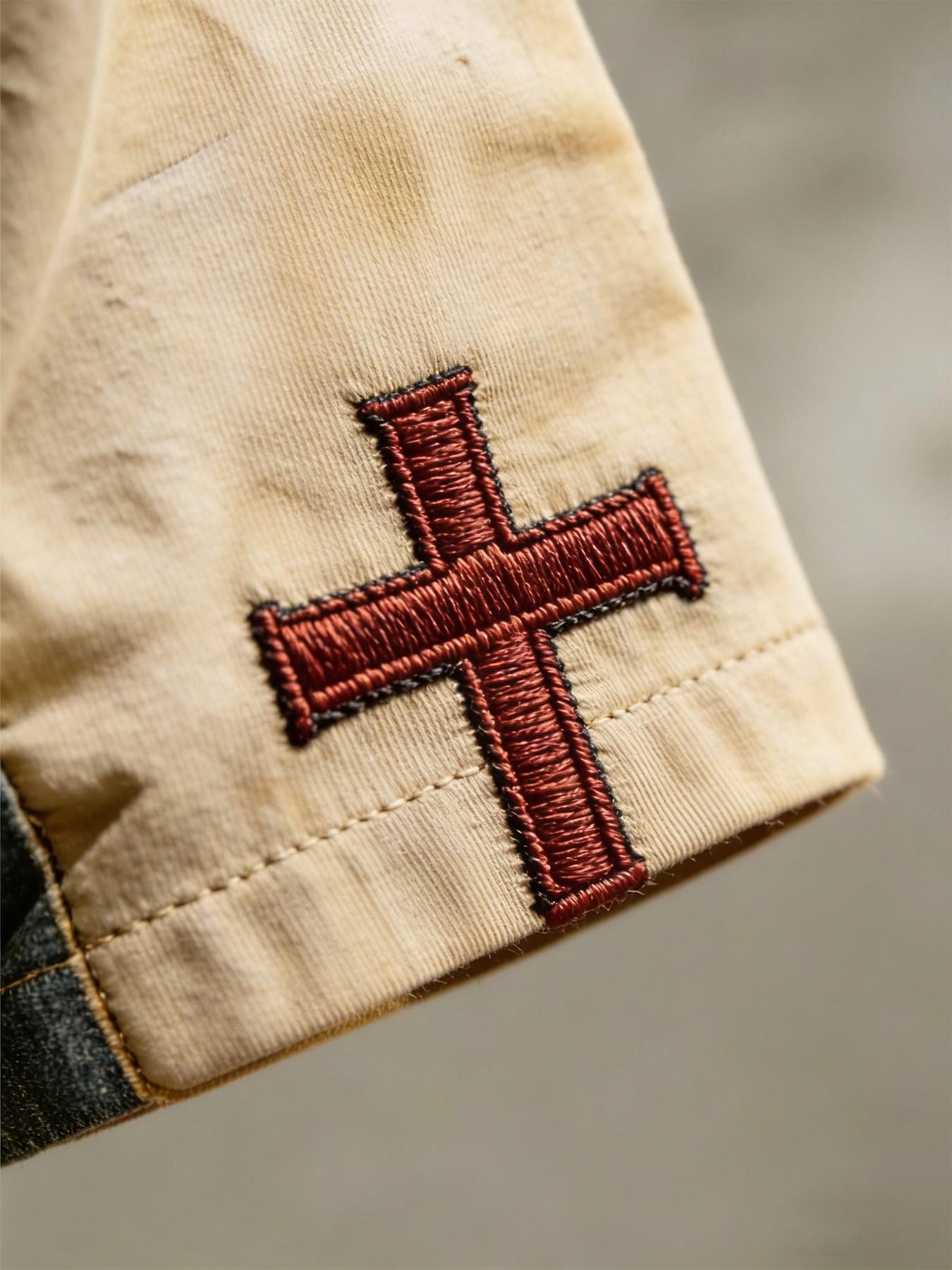 Vintage Patchwork T-Shirt, Bright Colors, Comfortable Wear, Jesus Cross Faith Pattern, Round Neck, Casual Daily Wear