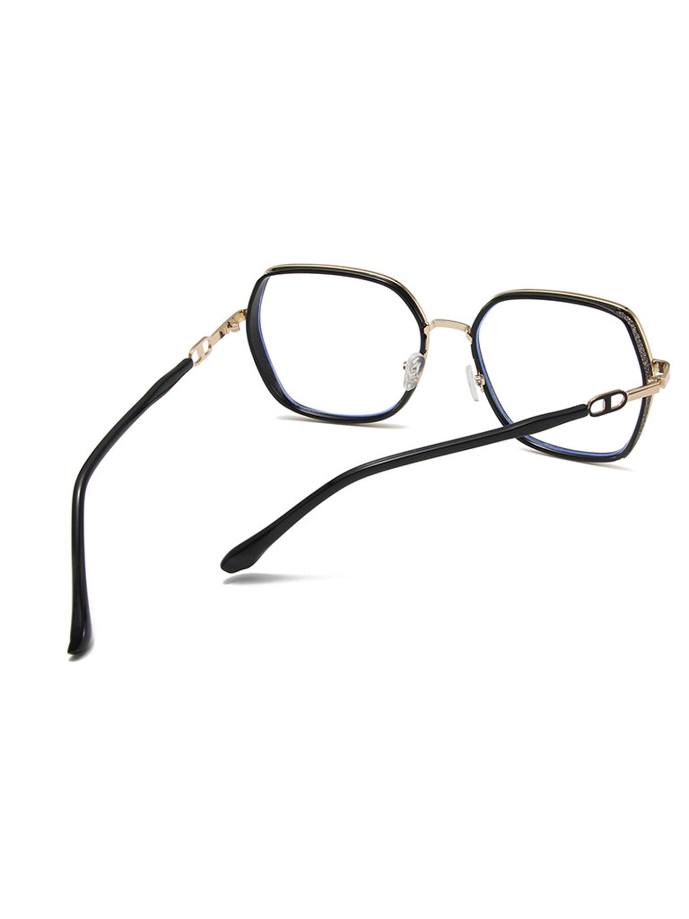 Simple Anti-blue Light Eyeglasses for Everyday Use, Large Square Frame Fashion Eyeglasses for Women & Men, Fashion Eyeglasses for Work, Daily Clothing Decor, Lightweight Eyeglasses, Casual Eyeglasses