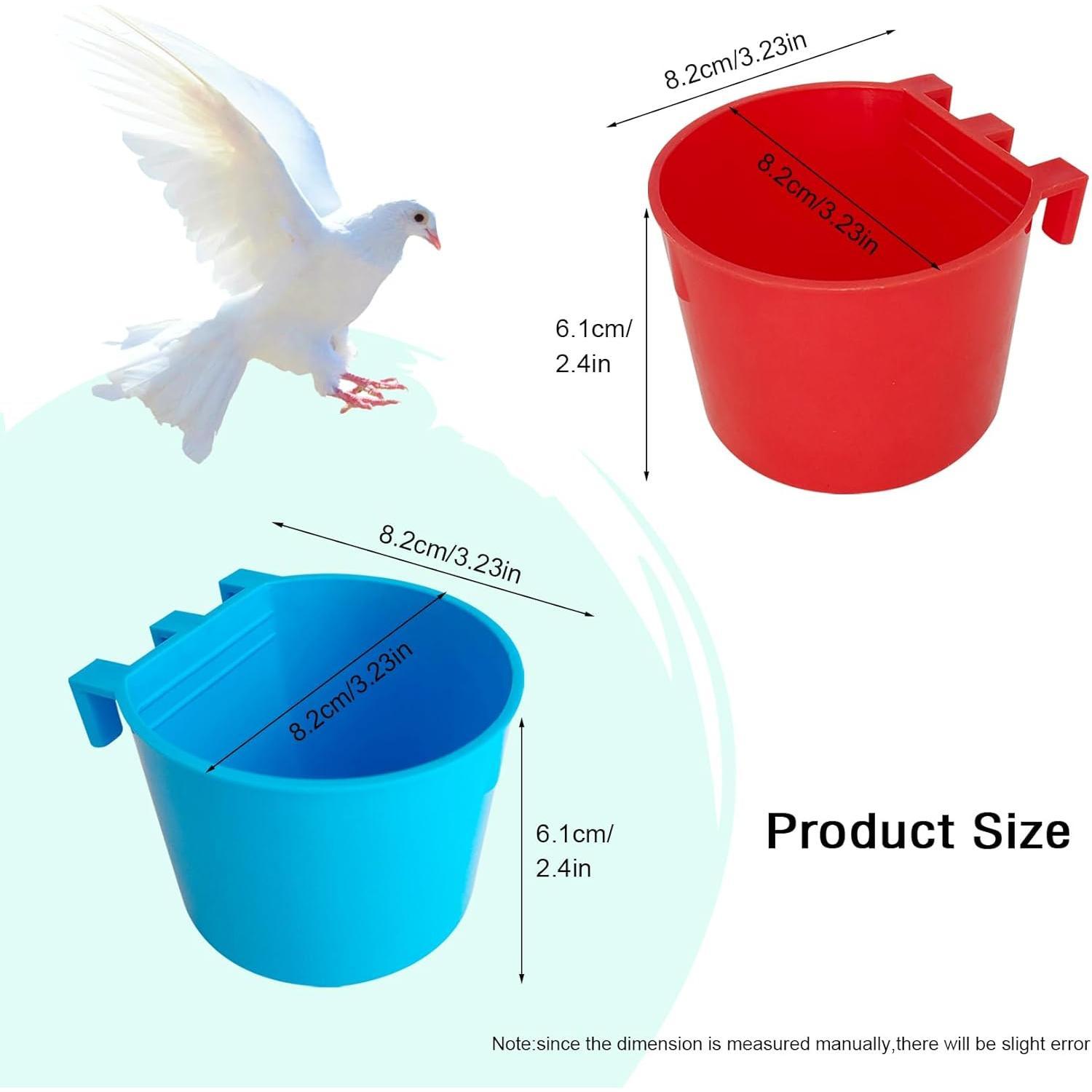 10 count Cage Cups Birds Feeders Bowl Chicken Feeding Watering Dish  Wire Cages Box Coop Cups for Pet Parrot Parakeet Gamefowl Poultry Pigeon and Quail(Blue and Red)