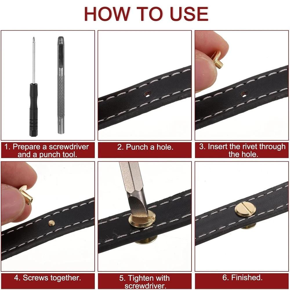 10/20 pcs Solid Brass Binding Screw Rivet Set for Leather Crafting, DIY Wallet Album Repair, Heavy Duty Metal Fasteners, Desk Calendar Menu Fixing, Industrial Hardware Kit with Wear-Resistant Nails