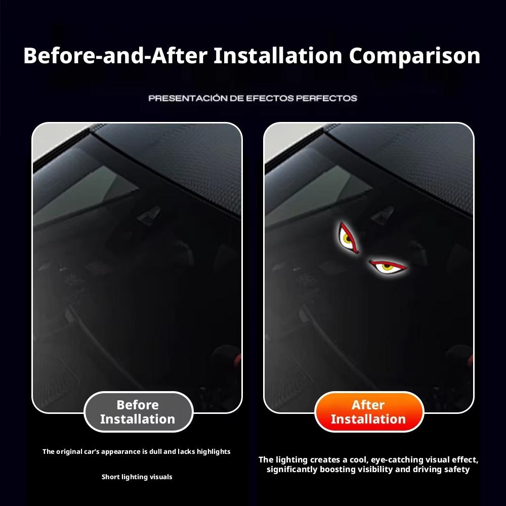 Car-mounted solar monster eye LED warning light triangle window wireless decoration rear window ambient light premium feel Car Interior Accessory