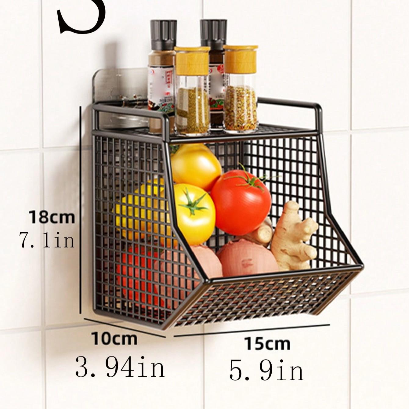 Multi-Functional Wall-Mounted Kitchen Storage Rack, Waterproof and Washable, Space-Saving Spice Organizer, Ideal for Cooking Ingredients