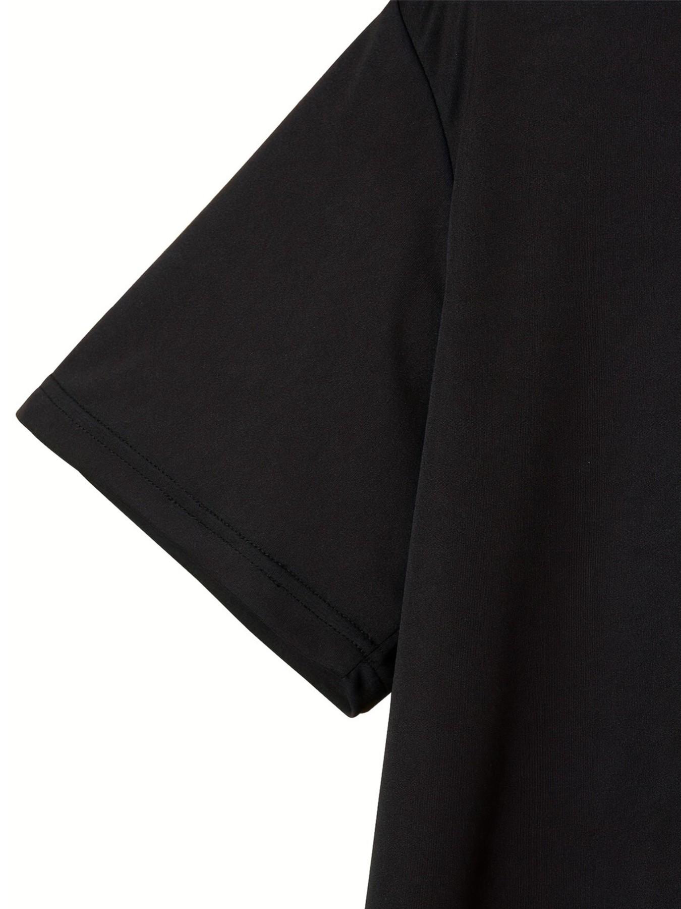 Men's Outdoor Sporty Short Sleeve T-Shirt, Letter Print Round Neck, Fitted Long Top, Casual Style, Two Pieces Set