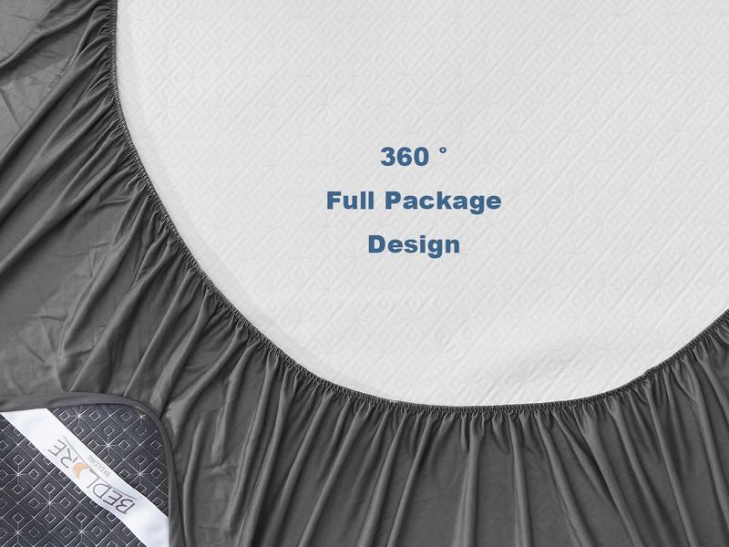 【BEDLORE】4-Grid Pattern Waterproof Fitted Sheet Mattress Protector, Soft & Breathable Fabric with Elastic Deep Pockets, Machine Washable, Ideal for Bedroom & Home Use