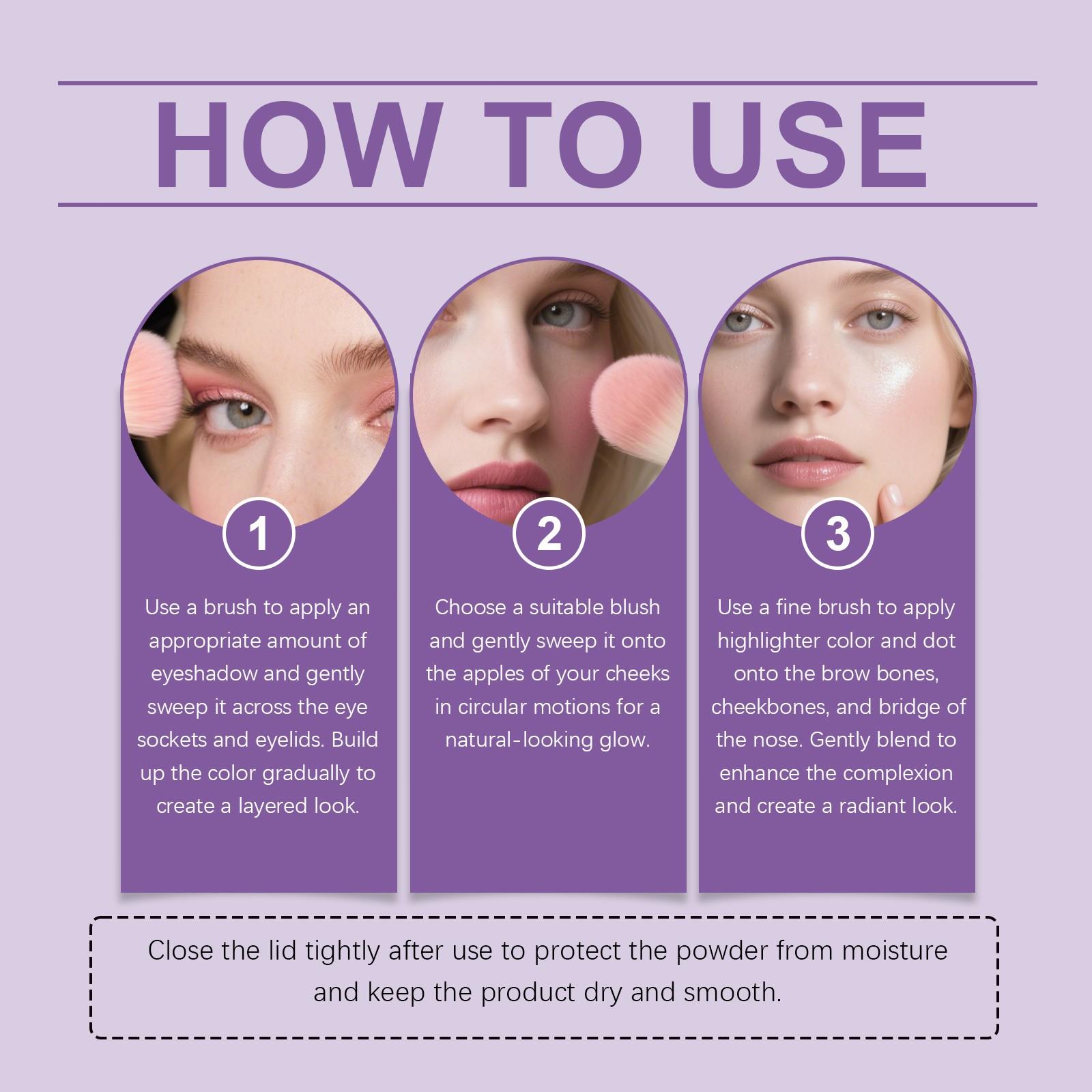 Highlight Eyeshadow Blush Palette, Portable Natural Makeup, Multi-Use Eye Cheek Color, Daily Use, Solid Form