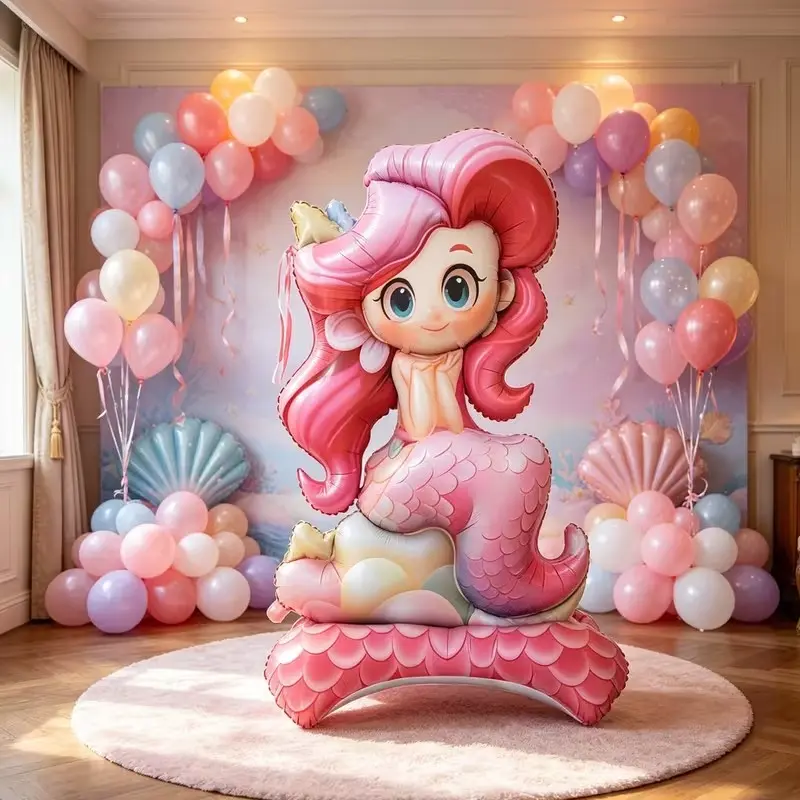 61.2 Inch Self-Standing Mermaid Balloon, Soft Ocean Fairy Tale Style, Perfect for Beach Party Decor, Pool Party, Summer Event