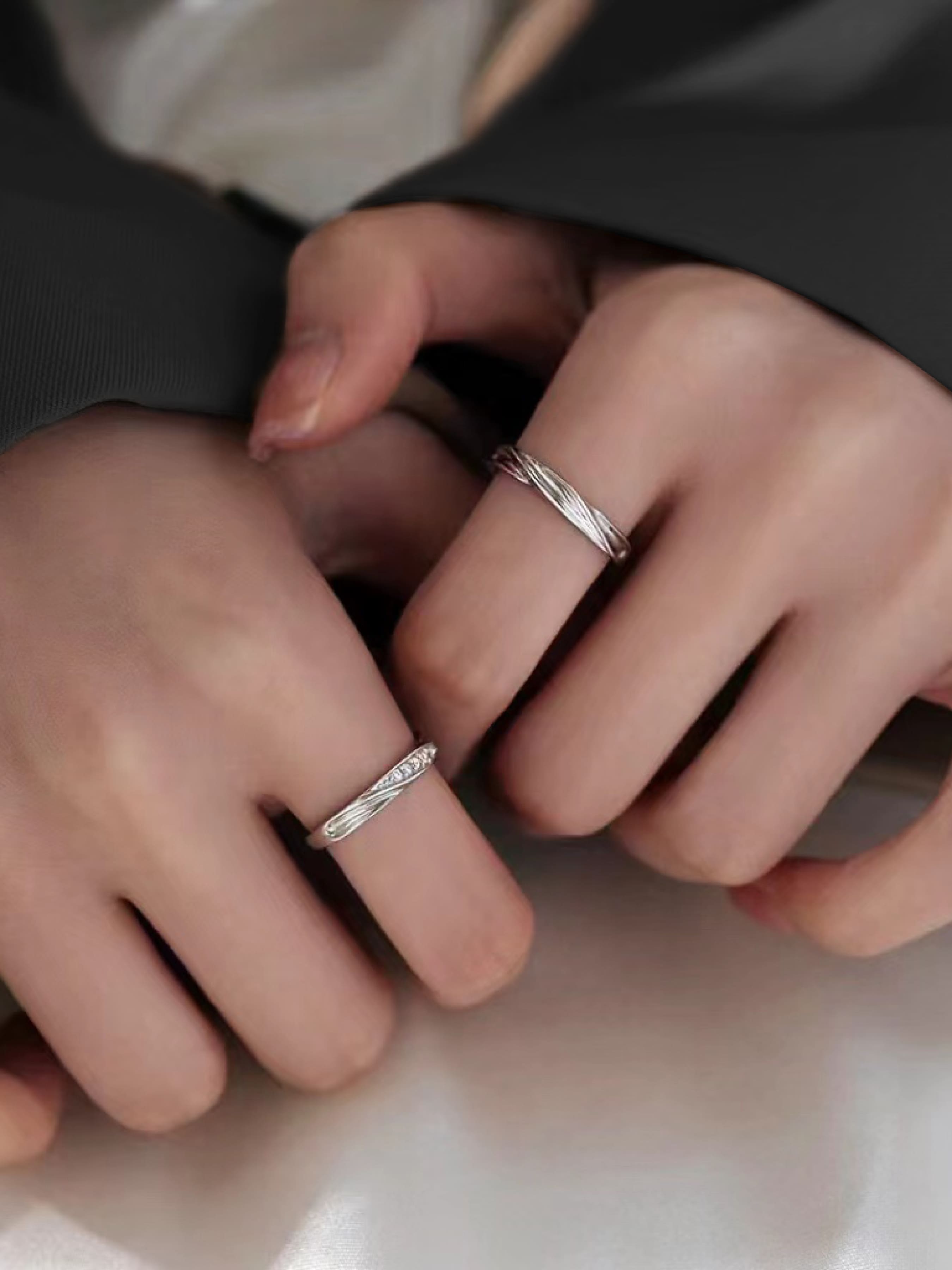 S999 Sterling Silver Couple Ring, Infinity Ring, Adjustable Open Ring, Fashion Jewelry Accessories for Women & Men, Birthday Gift, Anniversary Gift