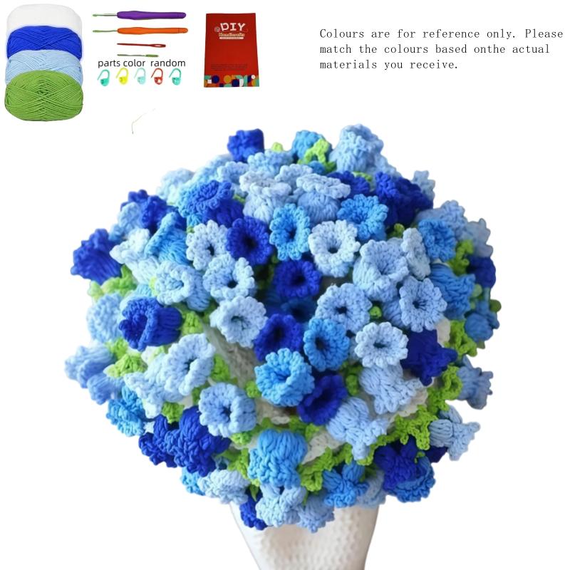 1Set Floral Blanket Crochet Kit for Beginners, Crochet Kit for Adults with Step-by-Step Text Tutorials, DIY Crochet Flower Bouquet Blanket, Handmade Crochet Flowers, Cute Romantic Gift for Girlfriend and mother, Mother's Day Valentine's Day Wedding Ann