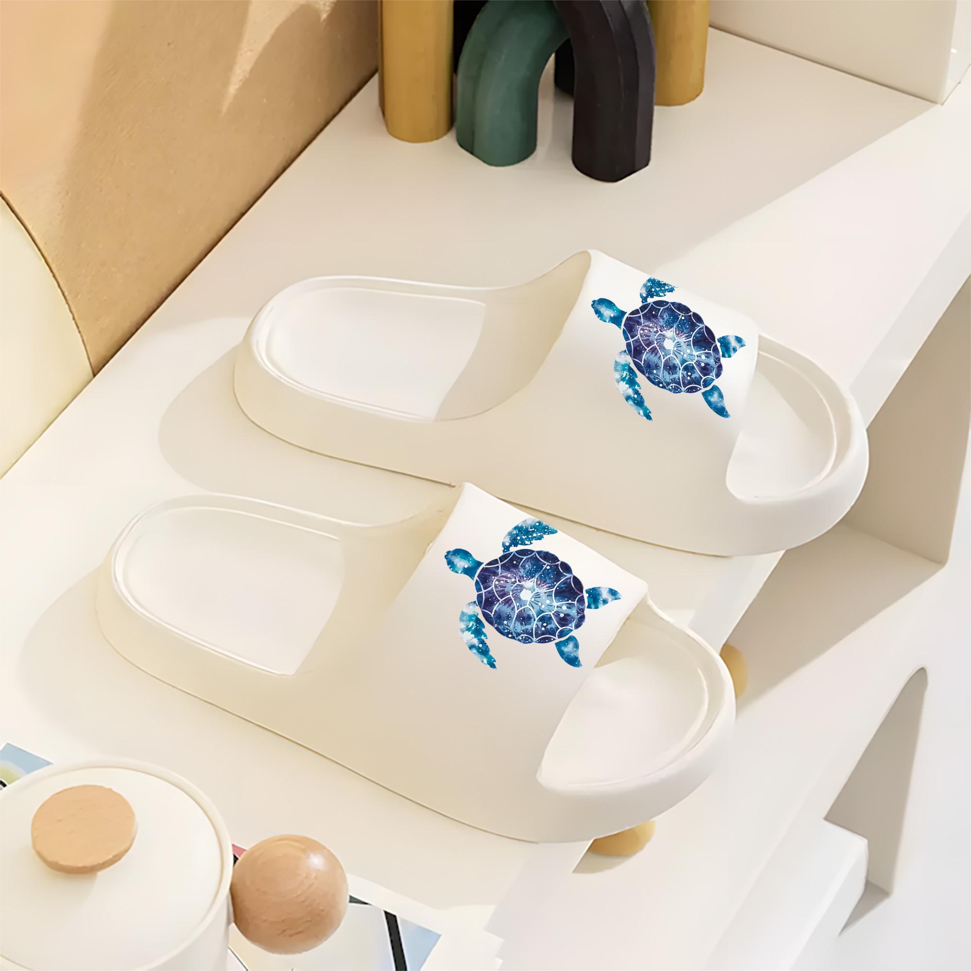 Galaxy Sea Turtle Print Slippers for Women Men Non-Slip Indoor Outdoor Comfortable Home Sandals with Soft Sole Lightweight Beach Shoes for Summer Vacation Travel