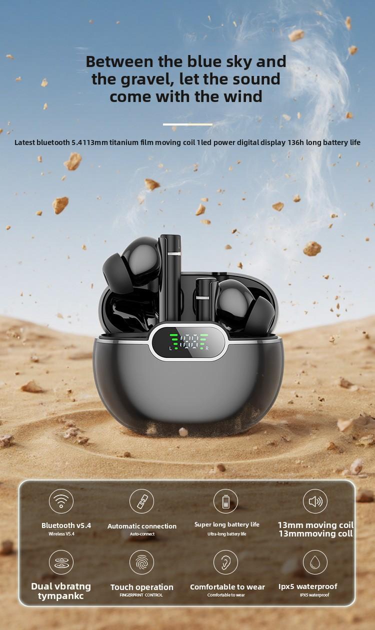 Intelligent noise reduction in-ear wireless digital display binaural stereo bass bluetooth headset Deep Earbuds