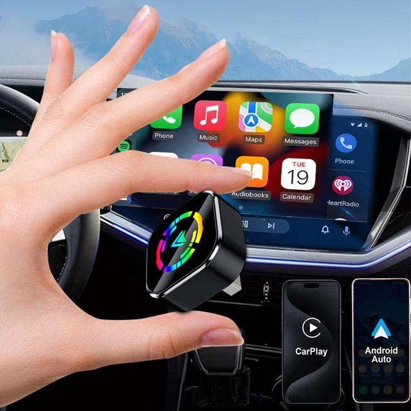 2025 Wireless Carplay Adapter for iPhone/Android - Fast Connection, No Latency, Hands-Free Calling & Charging, Wireless Adapter Electronic Charger Carplay Dongle, Carplay Dongle Connectivity
