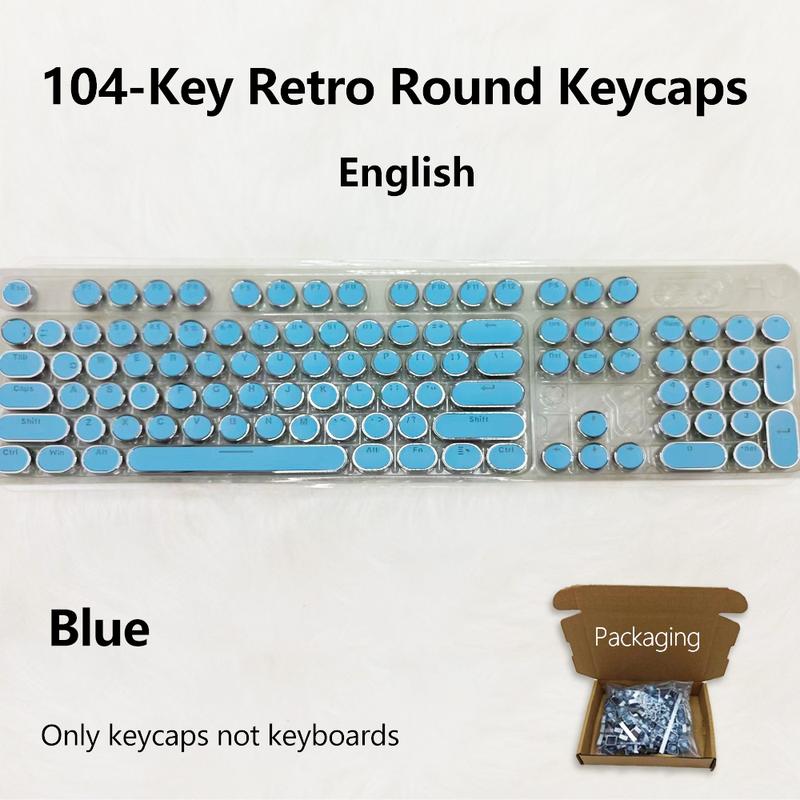 Punk Style Keycaps, Vintage Steam Punk Typewriter Design, Electroplated Surface, Translucent Characters, Compatible with Mx Stems, 6.25u Spacebar Size