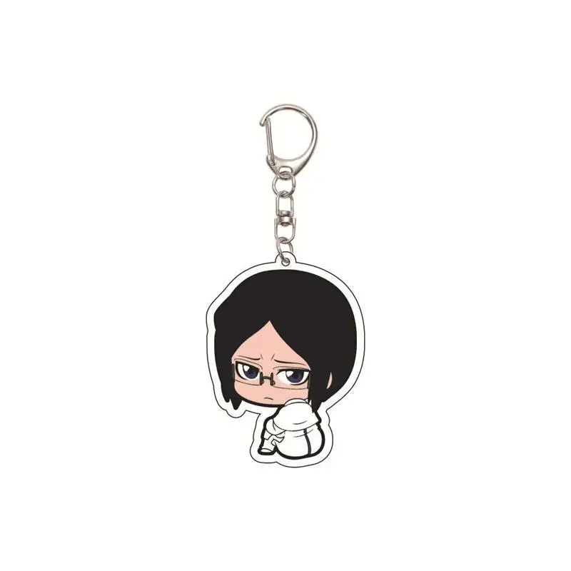 Hot Anime Acrylic Bleach Keychain Kurosaki Ichigo Ishida Uryuu Kuchiki Rukia Cartoon Figures Key Chain Bag Pendant Fans Gift 6cm