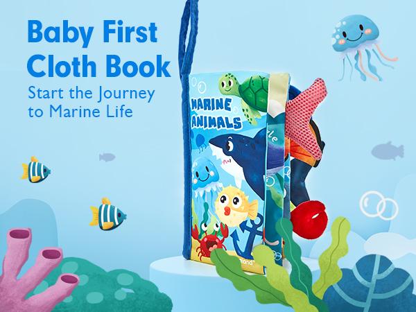 Hahaland Marine Animals Infant Tummy Time Toy Sensory Toys Touch Feel Baby Gifts for Boy Girl Early Learning Toy Early Education Multi Activity Playset