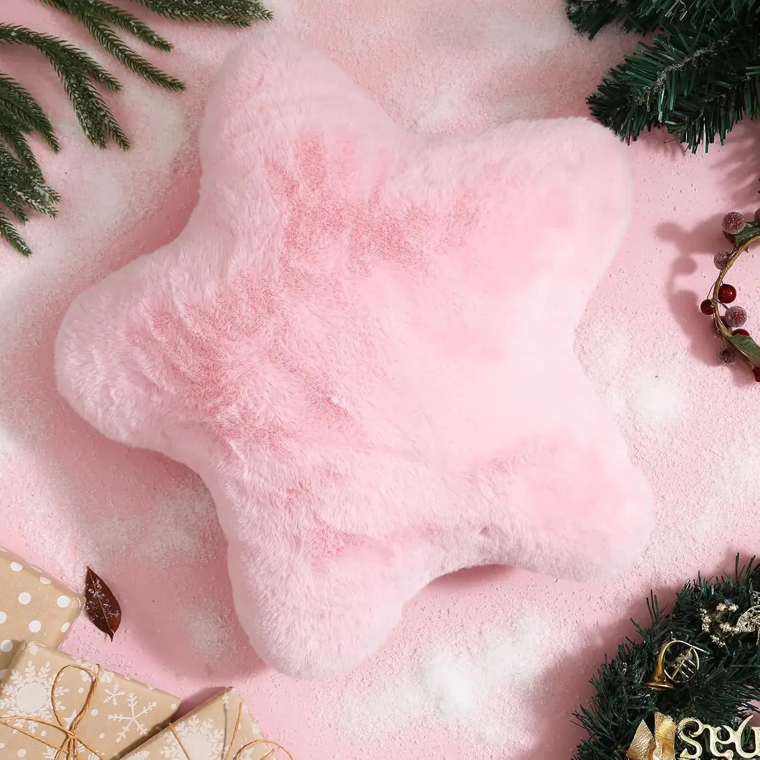Light Shaped Decorative Throw Pillow Cute Plush Fluffy 14"x14" Pillow for Living Bedroom Room Decor Gift
