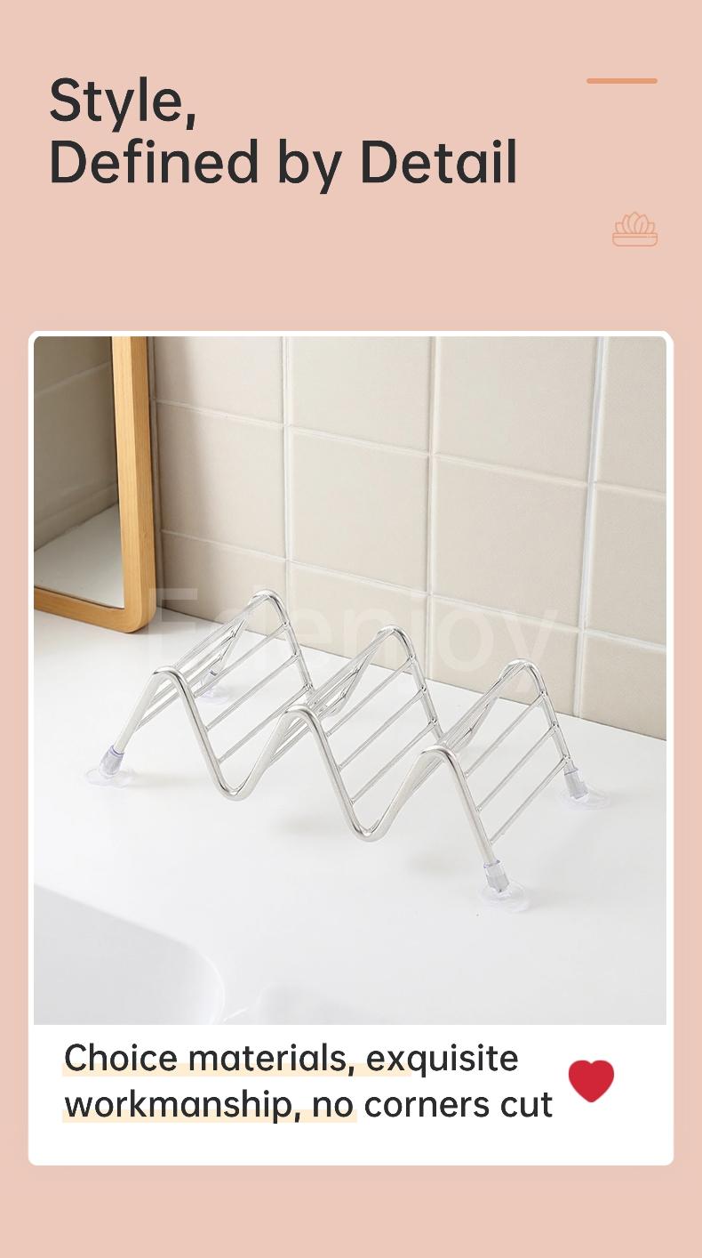 Minimalist Stainless Steel Soap Rack Sponge Draining Holder Kitchen Sink Organizer Multi-Functional Storage Rack for Kitchen