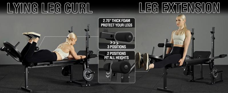 8 in 1 Olympic Weight Bench Set with Leg Extension and Leg Curl, Multi-Function Bench Press Set with Preacher Curl Pad and Chest Fly, Full-Body Strength Training Equipment Workout Station Workout Machine