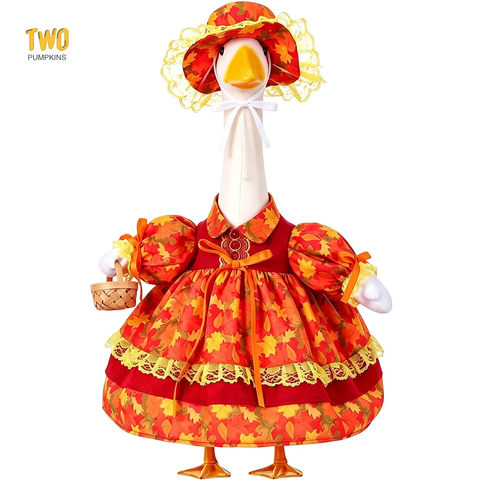23 in Porch Goose Fall Outfits Print Dress Hat Thanksgiving Goose Costume
