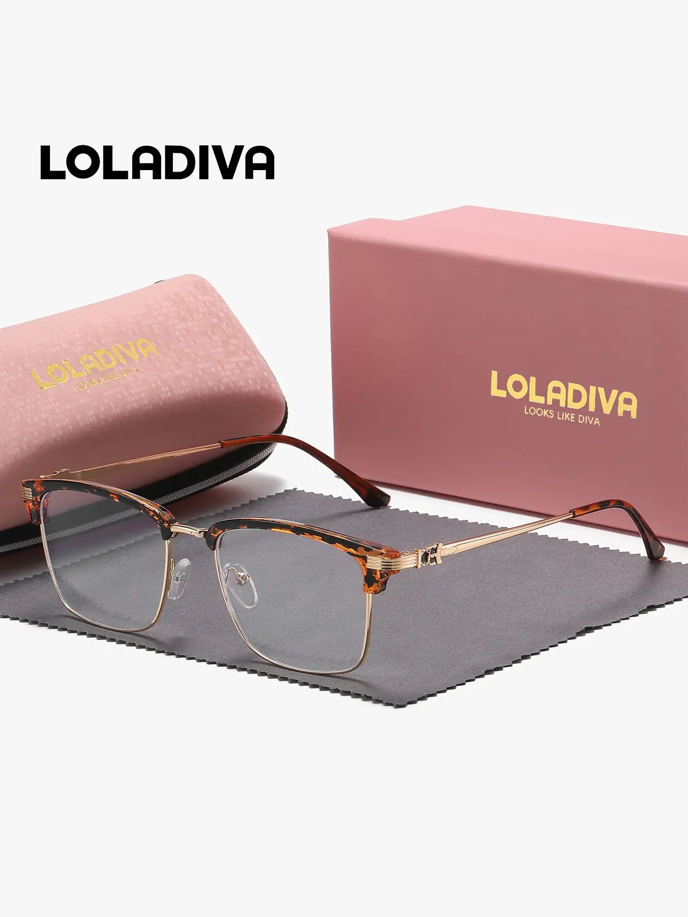 LolaDiva 1 Piece Unisex Comfort & Style Full Frame Plaon Glasses Gentle Impression Square Frame Plaon Glasses