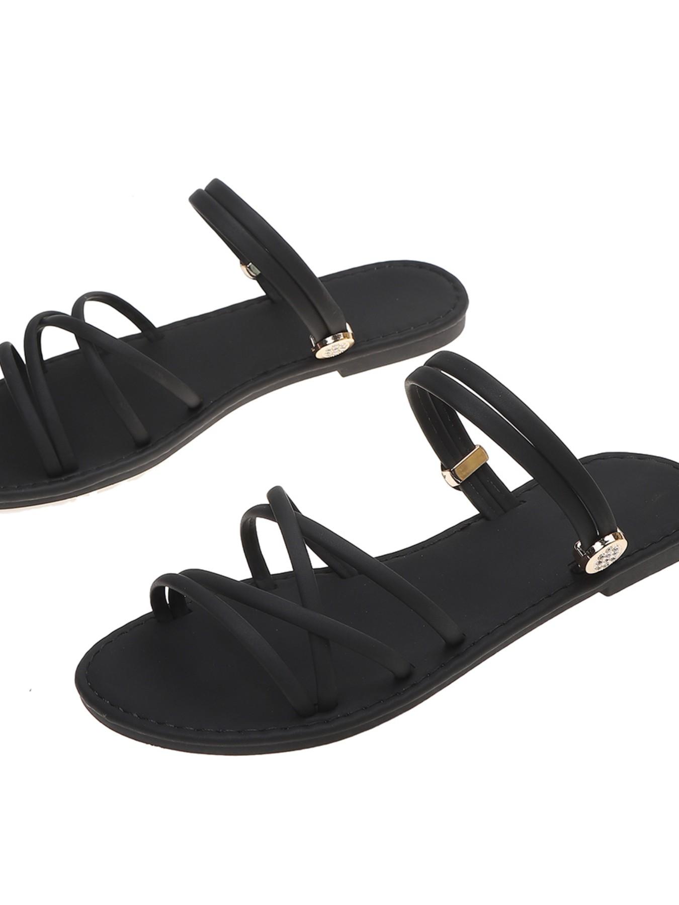 Summer Cross Strap Sandals for Women, Flat Back Tie Water Drizzle, Beachside Versatile Roman Shoes, Perfect for Summer