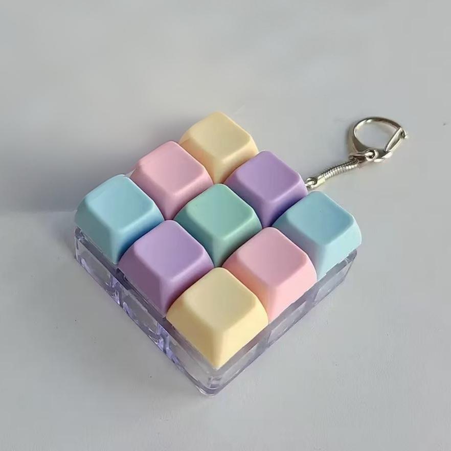 Unique Press-Down Keychain, Unisex Multi-Color, No Glow, Stress Relief Finger Toy, Fun Accessory, Gift Ornament, Keycap Pendant, Fidget Keyring