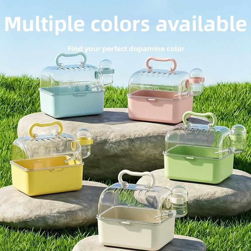 Transparent Acrylic Hamster Cage, Large Portable Travel Handheld Pet Carrier, Ideal for Golden Syrian and Flower Dormice, Easy to Carry, Healing Companionship
