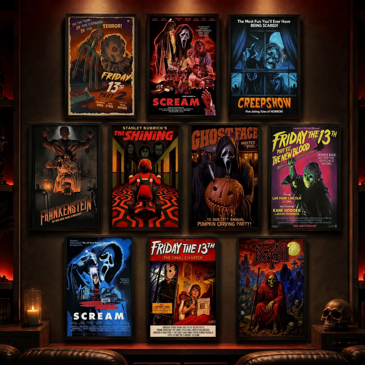 Vintage Horror Graphic Canvas Wall Art - Retro Slasher Horror Film Poster, Classic Scary Cinema Design, Halloween Dark Aesthetic Gothic Decor for Bedroom, Bar, Gifts with HD Detail, Wall Decoration