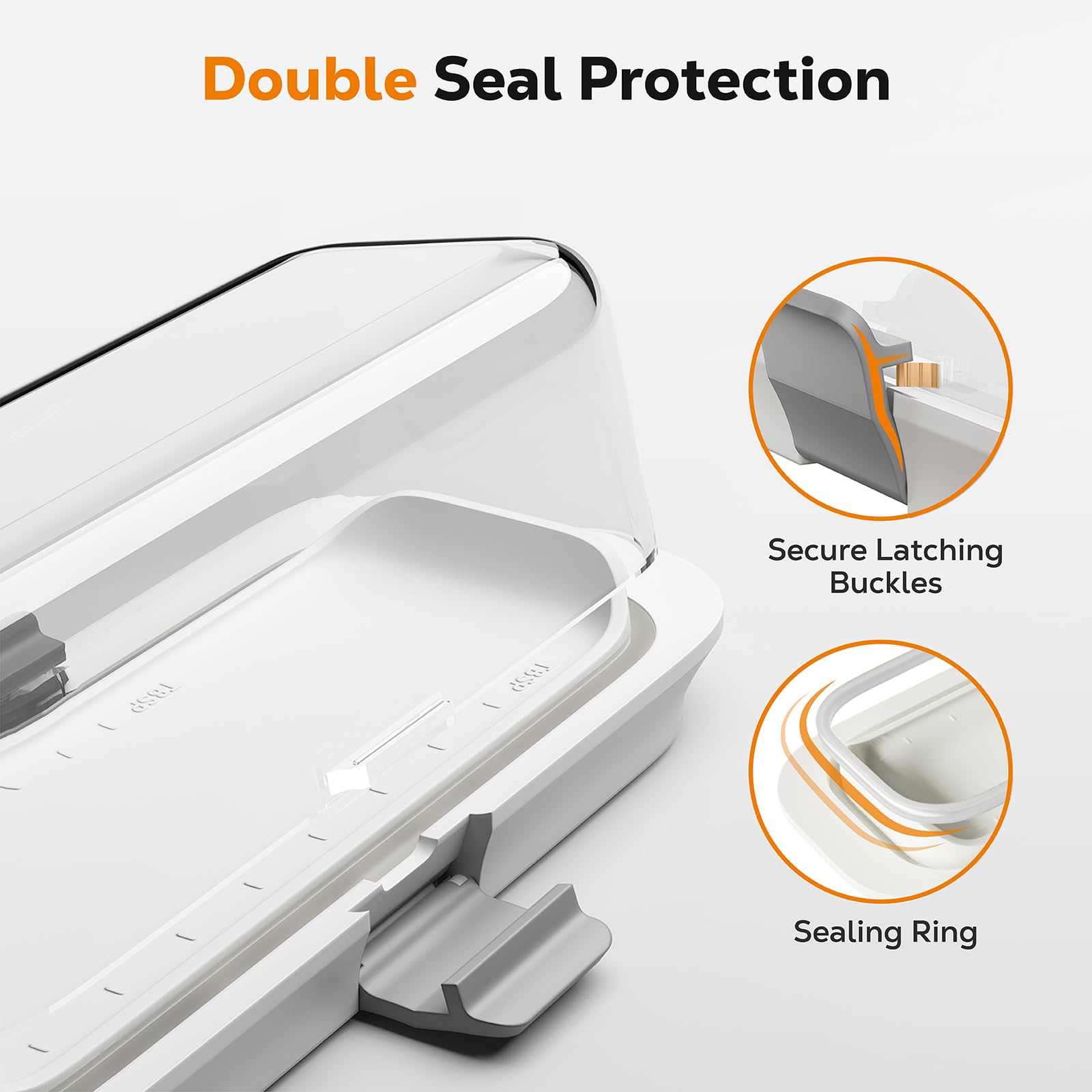 Butter Dish with Lid for Countertop and Refrigerator Door Shelf, Airtight Keeper Container, BPA-free, Microwave/Dishwasher Safe