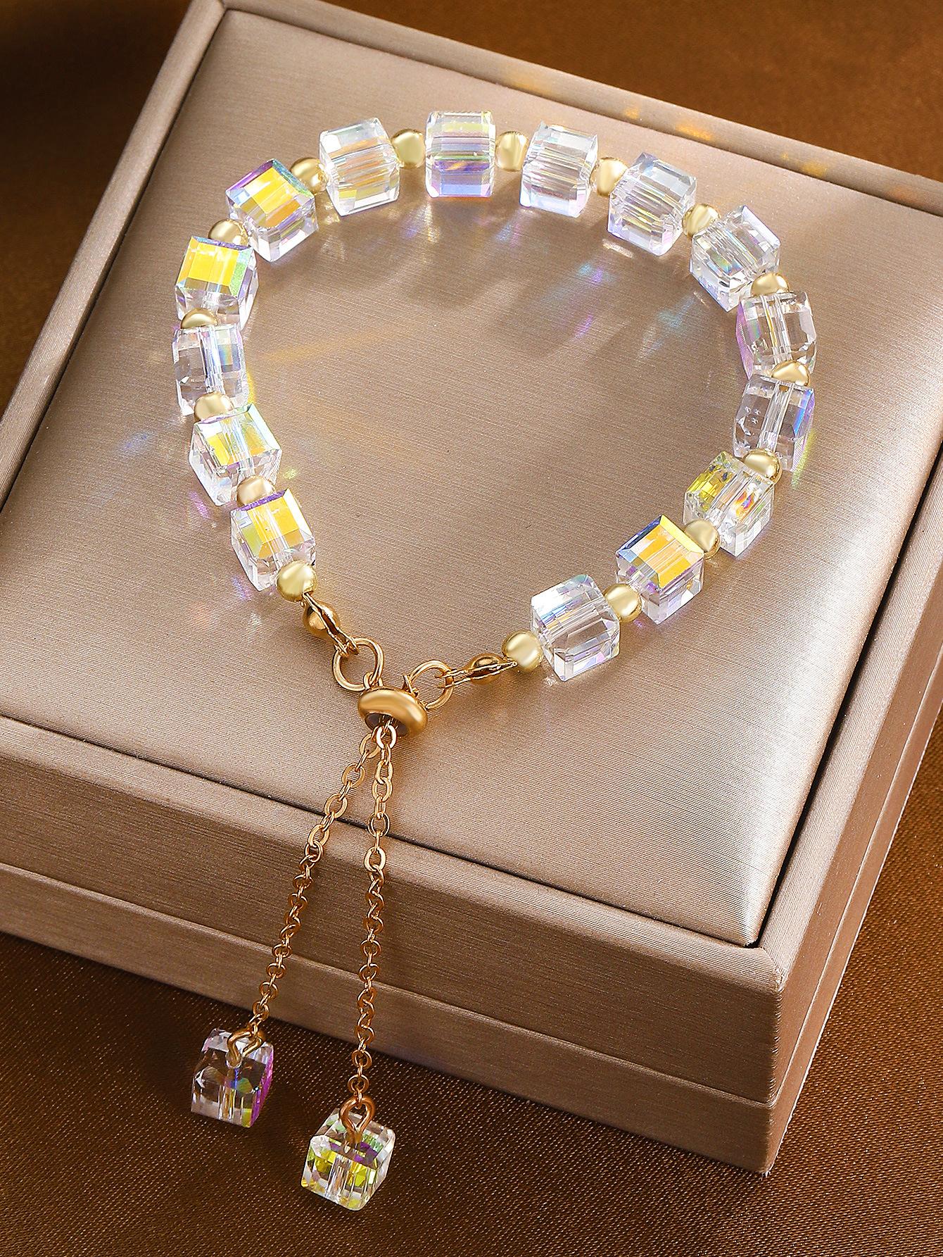 20pcs Cube Beads, Square Glass Beads, DIY Bracelet Necklace Earring Accessories, Perfect Gift, Party Decorative Beads