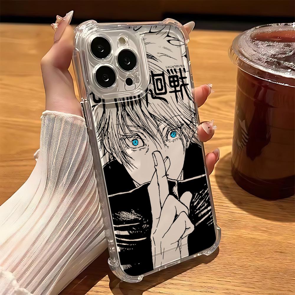 Anime Jujutsus Kaisens Gojo Protective Phone Case Suitable for iPhone 17 16e 16 15 14 13 12 11 Mini Pro Max Air X XR XSMAX 8 7 Plus Anti Fall Transparent Soft Back Cover