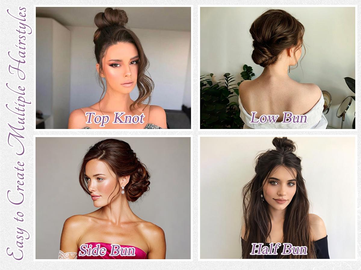 BARSDAR 2 PCS Messy Bun Hair Pieces - Elastic Brown Gray Messy Hair Bun Scrunchies Extensions for Women - Synthetic Thick Fluffy Updo Chignons Salt and Pepper Hairpieces Daily BARSDAR 2 PCS Messy Bun Hair Pieces - Elastic Brown Gray Messy Hair Bun Scrunchies Extensions for Women - Synthetic Thick Fluffy Updo Chignons Salt and Pepper Hairpieces Daily