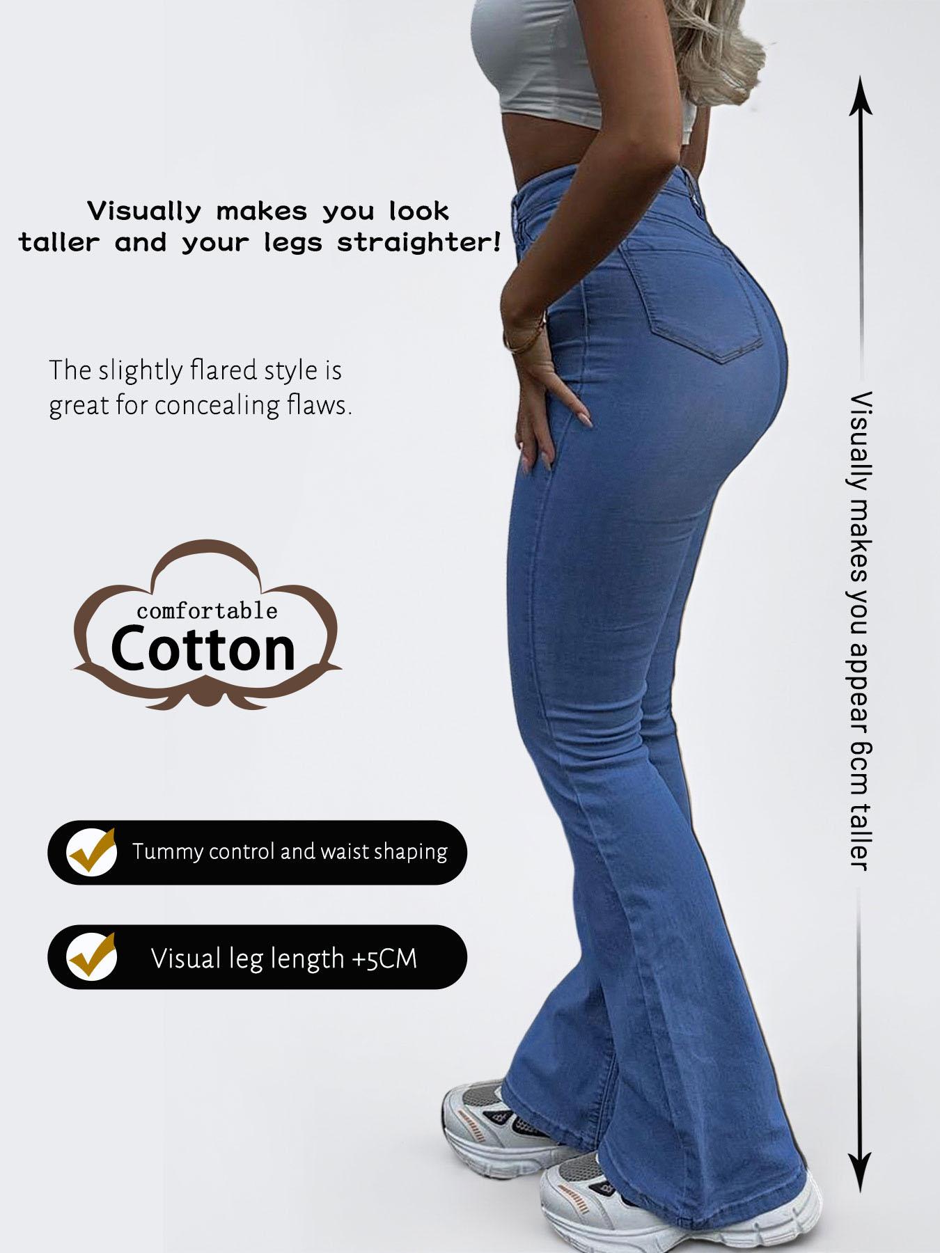 GILIPUR Women's American-Style High-Waisted Stretch Micro-Flare Jeans – Slim-Fit, Butt-Enhancing, and Leg-Slimming Retro Flare Trousers (Chic Casual Style)