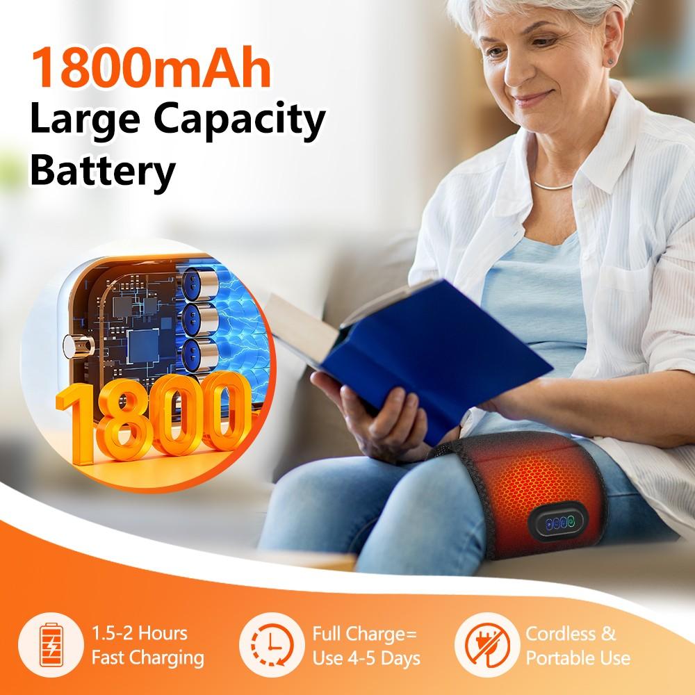 Wireless Air Compression Leg Massager with Heat, Cordless Electric Air Pressure Calf Massage Device with 3 Modes, 3 Intensity & 3 Heat for Circulation, Gift