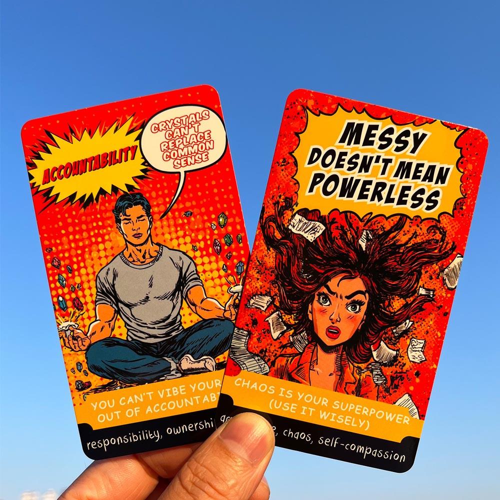 54 Card Deck, 13x8cm Size, BLOCKED & BLESSED , A SASSY ORACLE DECK FOR Modern Healing Cards Set, Suitable for Shadow Training & Breakup Recovery, Humorous Divination Game, Party Game Cards