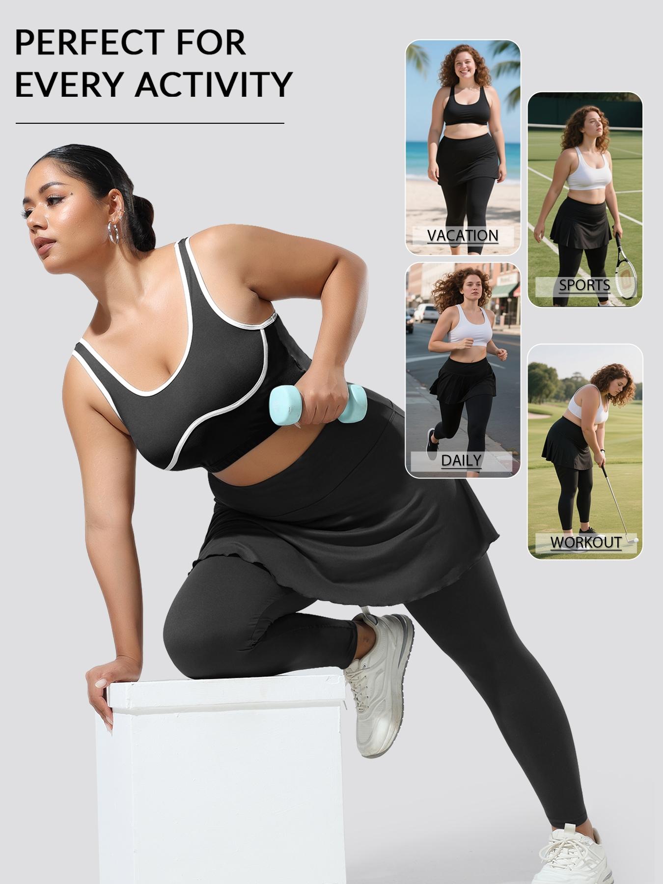 Women's Plus Size Skirt Pants with Pockets, High Elastic Soft Comfortable Sportswear, Tennis Attire, Unique Design, Active Skort Skirt, Sporty Breathable Skorts, Must-Have for Women