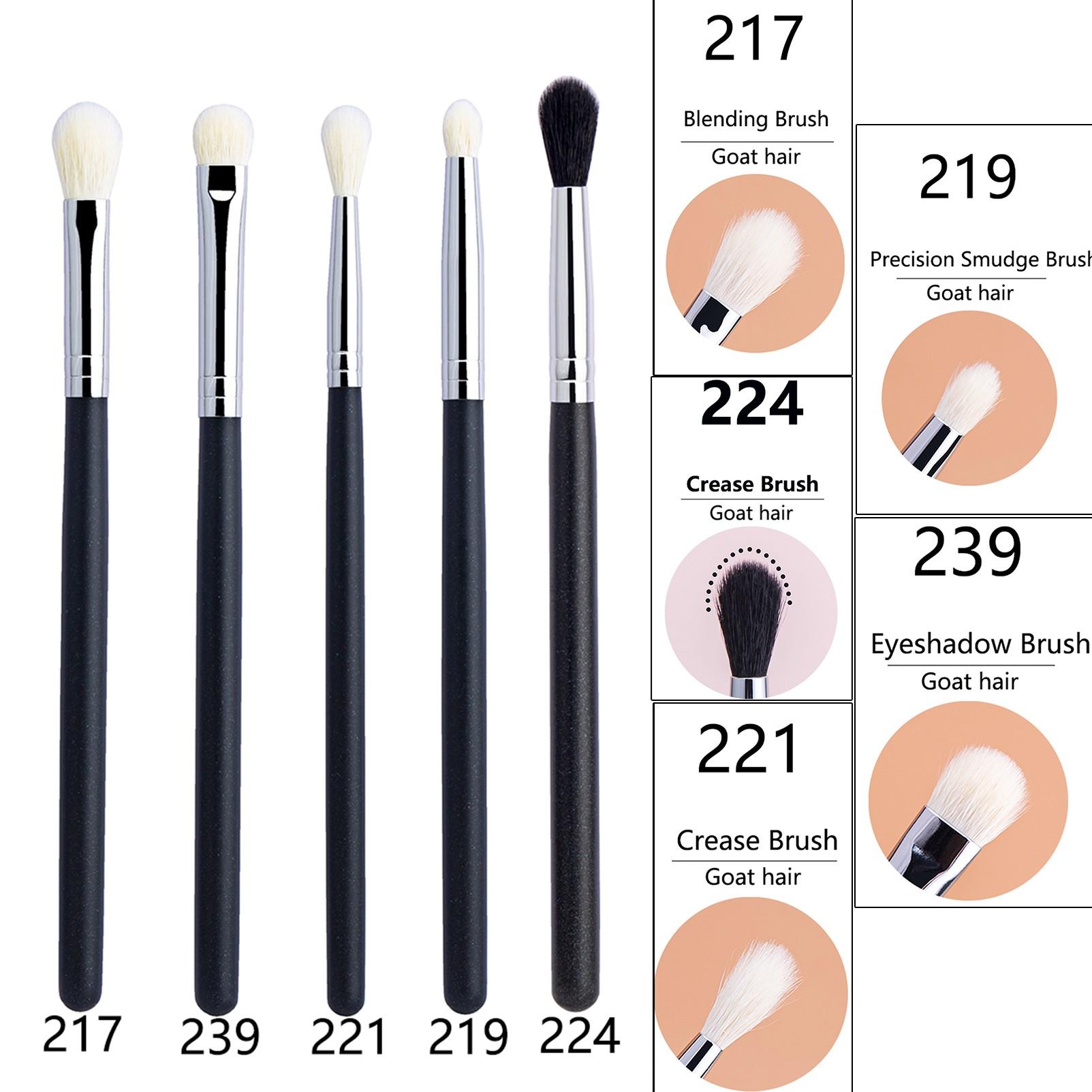 5pcs Makeup Eyeshadow Brushes, Flat Eye Shadow Shader, Crease Blending Brushes, Goat Hair, Liquid Cream Powder, Make Up Tool