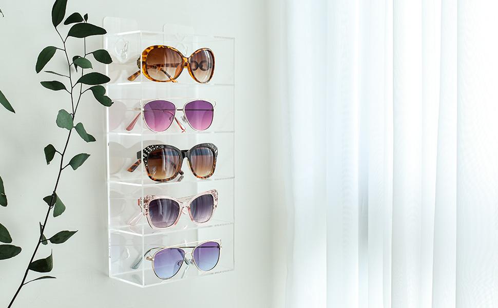 Acrylic 5 Levels Wall Mounted Acrylic Display Case, Shot Glass Display Case Cabinet, Wall Mounted Sunglass Organizer, Sunglasses Shelf Acrylic 5 Levels Wall Mounted Acrylic Display Case, Shot Glass Display Case Cabinet, Wall Mounted Sunglass Organizer, Sunglasses Shelf