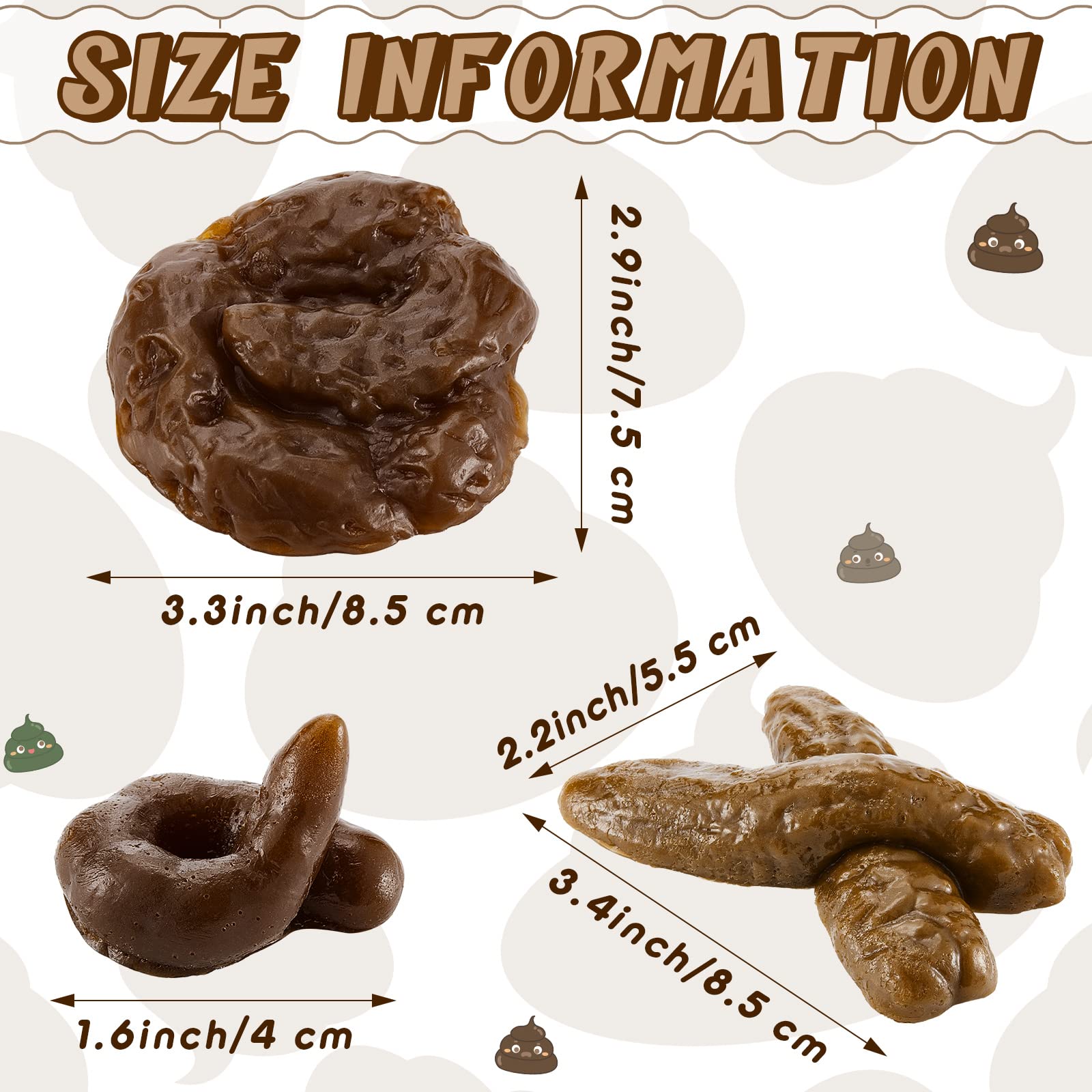 Fake Poop 7/8 Pcs Realistic Prank Poop Props Brown Soft Poop Fun Party Supplies Prank Games with Friends Family Classmates Fake Turd Gifts Perfect for Office Pranks,Pet Pranks Birthday Graduation Party Funny Gift for Mother's Day