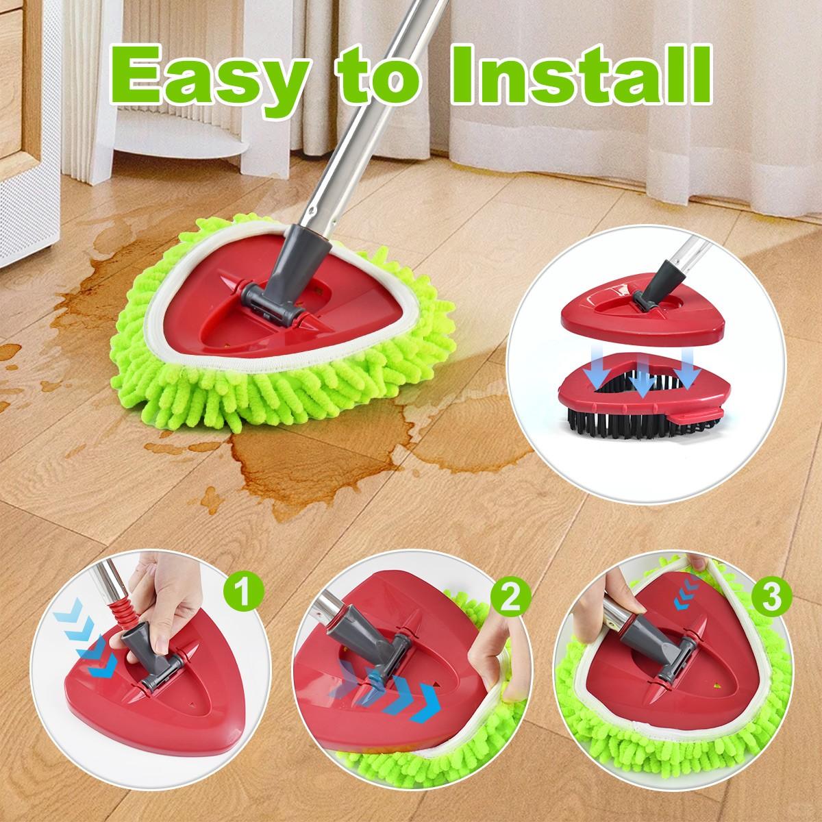 1set Spin Mop Sets with Stainless Steel Pole Base and Replacement Heads, Spin Mop Replacements, Compatible with Vileda Ocedar Easywring 1 Tank System, Efficient Deep Cleaning, Easy to Assemble, Kitchen Bathroom Cleaning Tools