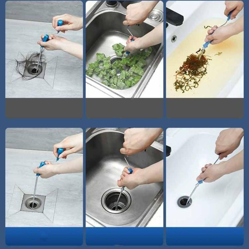4.92Ft Manual Pipe Dredging Device, Toilet Clog Dredging Tool, Kitchen Sewer Dredging Tool, Cleaning Hair And Garbage That Clogs The Sewer, Kitchen, Bathroom, And Toilet Cleaning Supplies(1PCS)